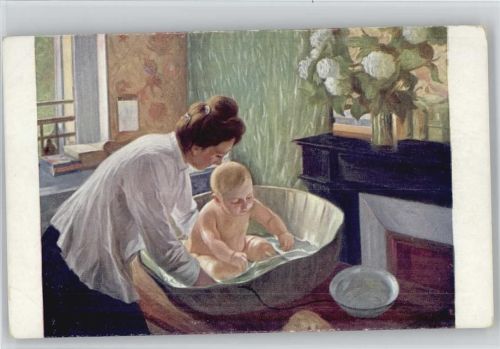 Baby wird gebadet - ca 1915 AK
