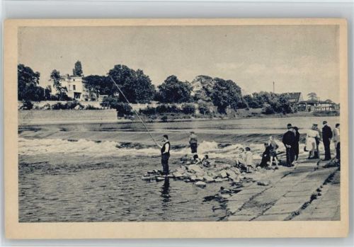 Magdeburg Cracauer Wasserfall - Angler - ca 1940 AK