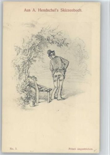 Skizzenbuch Nr. 3 - Gartenbank - "Frisch gestrichen" 1904 AK