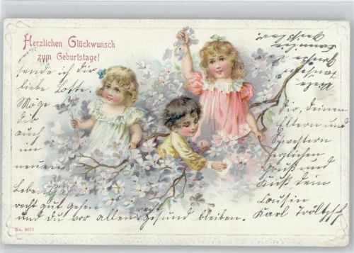 Kinder pflücken Vergissmeinnicht 1905 AK