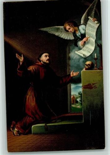 29629 Gemälde von Murillo, S. Francesco, Heiliger Mönch, Engel, Totenschädel