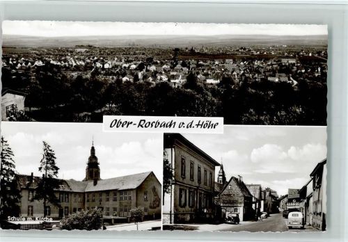 Ober-Rosbach Gesamtansicht Schule mit Kirche Ortsansicht VW-Bus 3-Bildaufnahme