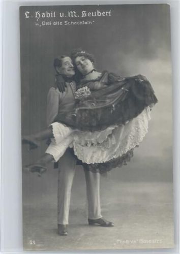 Habil und M. Seubertin "Drei alte Schachteln" Foto AK