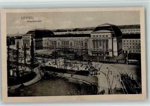 Leipzig 1918 Hauptbahnhof, Straßenbahn AK