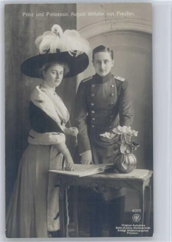 1913 Prinz und Prinzessin Aug. Wilh. von Preußen -Hutmode NPG Nr. 4005 Original-Aufnahme Selle-Kuntze Foto AK