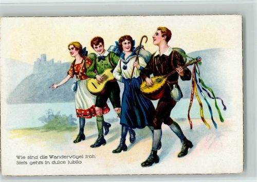 1927 Serie 6736-1 Wir sind die Wandervögel mit Laute und Gitarre