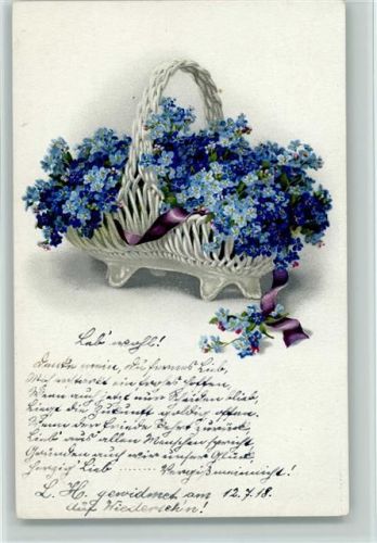 1918 Serie 2285 Blumenkorb mit Vergissmeinnicht