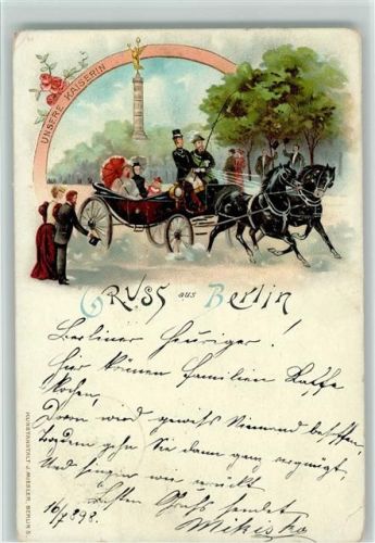 1898 Gruss aus - Unsere Kaiserin mit der Kutsche in Berlin