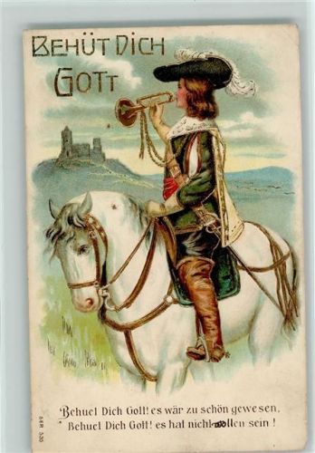 Serie 535 Behüt Dich Gott - litho Golddruck Trompeter v. Säckingen 1906 Prägedruck