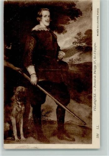 Portrait Philipe IV, Roi d Espagne mit Hund und Gewehr - Spanien