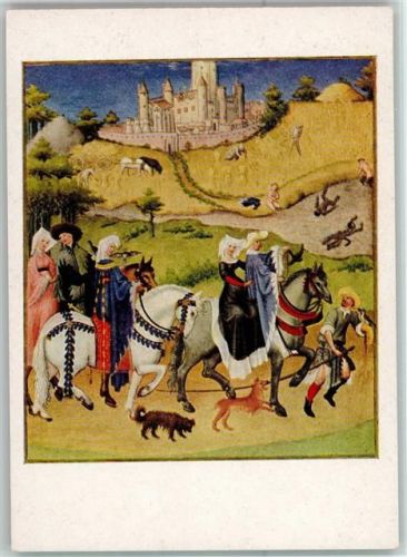 August - Serie 57 - Miniaturen aus dem Stundenbuch des Duc de Berry , gute Erhaltung