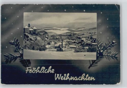 1942 Winterlandschaft der Stadt und Tannenzweige Foto AK