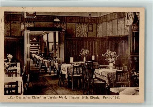 Varel Restaurant zur Deutschen Eiche , Innenansicht ca 1926 AK