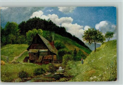 Schwarzwaldhäuser - Altes Hais am Bach - Serie I Blatt 3 AK
