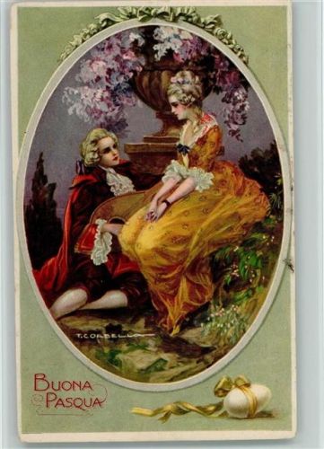 Buona Pasqua, Ostern - Rokoko Liebespaar und Osterei