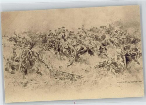 Kämpfende Soldaten auf Pferden WK I