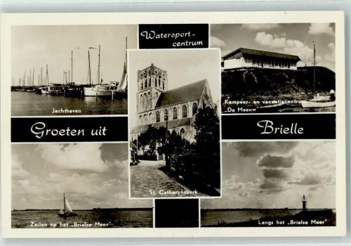 Brielle Watersportcentrum Jachthaven Kampeer en vacantiecentrum De Meeuw Zeilen op het Brielse Meer Langs het Brielse Meer St.Catharynekerk