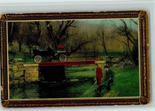 Angler, 1913 Automobil steht auf der Brücke, Bilderrahmen