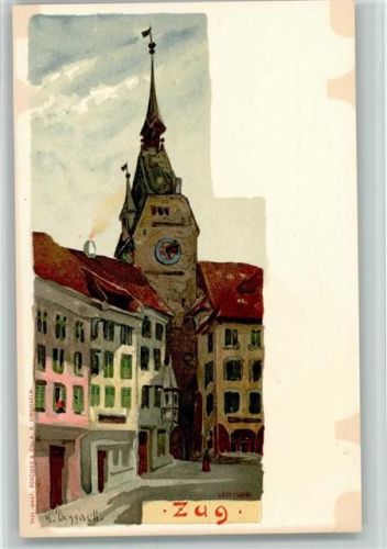 Zug Verlag Benziger - sign. Dussault - Zeitturm - AK