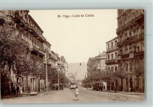 Vigo 1938 - Calle de Colon AK Straßenbahn - Tram - Good condition