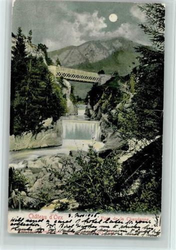 Château-d´Oex Pont de la Chaudanne Bäume Vollmond