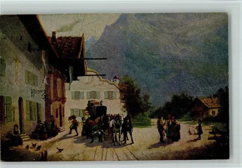 Rast am Wirtshaus - Gemälde von Kuglmayr - Die Post ist da