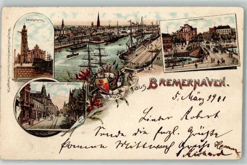 Bremerhaven 1901 Leuchtthurm Geestebrücke Bürgermeister Smidtstraße