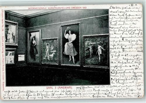 O8000 Dresden Intern. Kunstausstellung Saal 3 Amerika Innenaufnahme Kunstausstellung 1901