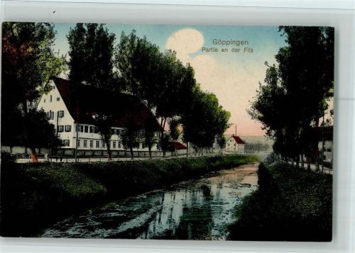 Göppingen 1912 Partie an der Fils AK Gute Erhaltung