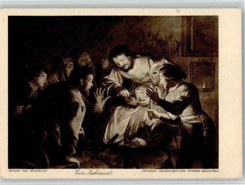 Ein Zahnarzt beim Wirken , Zahn ziehen - Gemälde von Honthorst