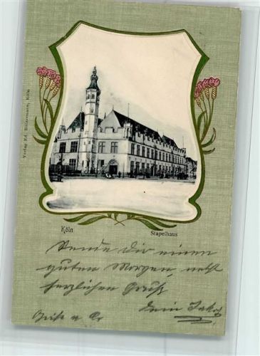 Köln Stadt 1902 Jungendstil Ornamente - Stapelhaus , gute Erhaltung
