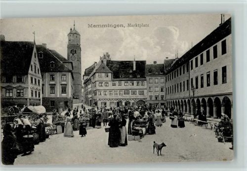 87700 W8940 Memmingen 1909 - Marktplatz, Marktszene, gute Erhaltung AK