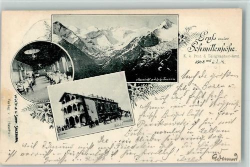 Schmitten 1898 Schmittenhöhe Aussicht gegen hohen Tauern Hotel Innenaufnahme Speisesaal