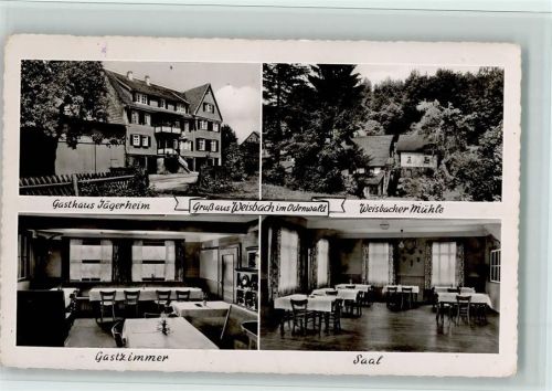 Weisbach 1957 Pension Jägerheim mit Innenansichten- Landpoststempel Weisbach