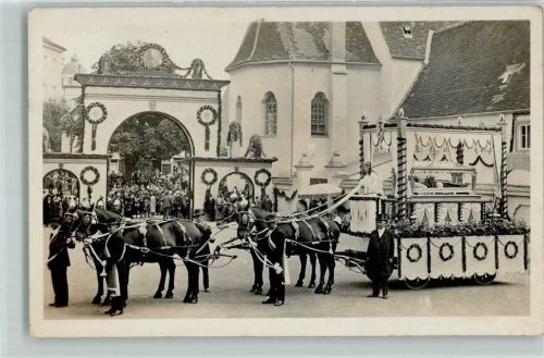 Altötting Wallfahrt Beerdigungszug Ort lt. Fotograf Briefmarke Rheinlandbefreiung 30. Juni 1930