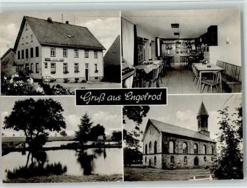 Engelrod Gaststätte Zur Post Innenaufnahme Gastraum Ortsansicht Kirche 4-Bildaufnahme