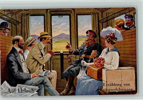 Auf Urlaub WK I - Eisenbahnabteil - Erzählung von Kriegserlebnissen Thiele, Arthur