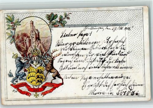 1912 Wappen - Burg Lichtenstein AK