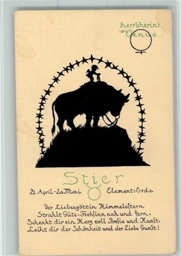 1933 Der Stier - Boldt Künstlerkarte Nr. 13005 AK Scherenschnitt