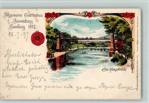 Hamburg 1897 Die Hängebrücke - Verlag Röpke