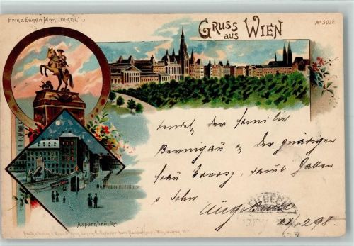 Wien Gruss aus - Prinz Eugen Monument, Straßenbahn,