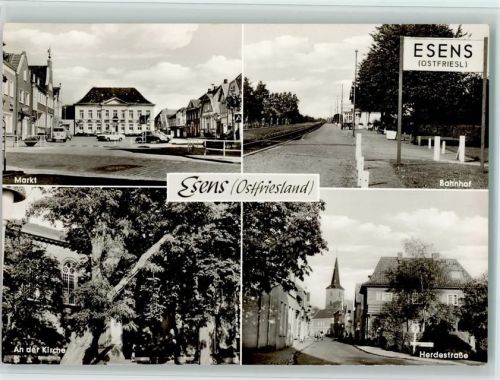 Esens Bahnhof, Markt, Herdestraße, sehr gute Erhaltung AK