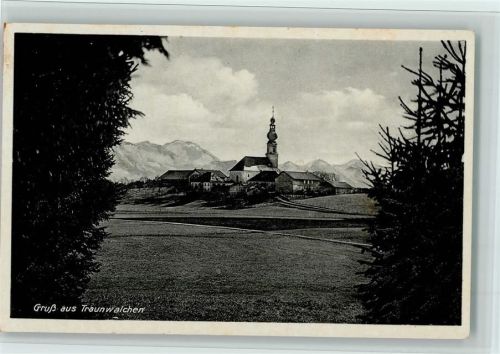 Traunwalchen 1935 Teilansicht mit Kirche, AK