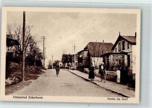 Scharbeutz 1926 Partie im Dorf, Fahrrad, gute Erhaltung AK