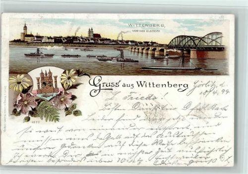 Wittenberge 1899 Nr. 6277 Gruss aus - Wappen, Elbbrücke, Verlag Glaser,gute Erhaltung AK