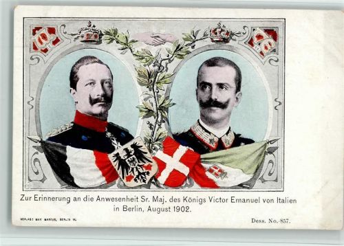 Erinnerung an die Anwesenheit des Königs Victor Emanuel von Italien 1902 in Berlin
