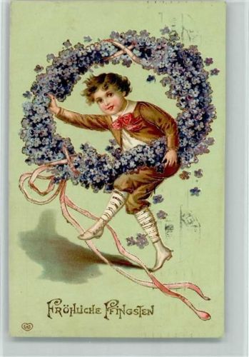 1910 Verlag EAS - Kind mit einem Blütenkranz AK