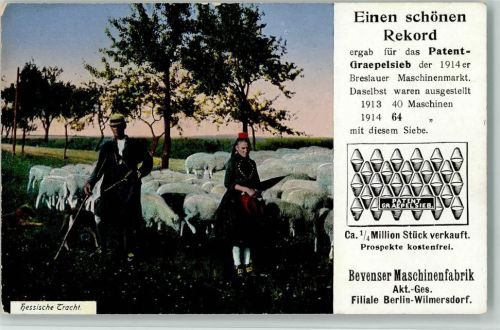 Werbung Graepelsieb für die Landwirtschaft - Hess. Trachten, Schafhirte, gute Erhaltung AK