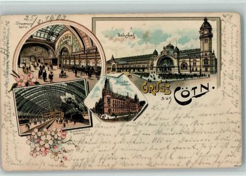Köln Altstadt-Nord 103 1903 Bahnhof Eingangshalle Innenaufnahme Neues Postgebäude