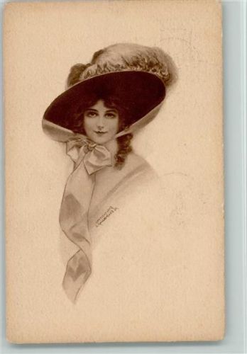 1910 signiert - Hut mit Schleife zum Binden